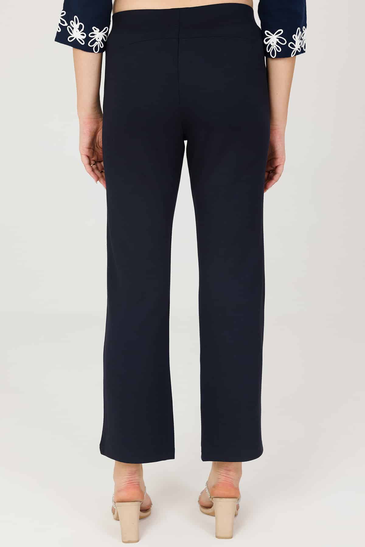Solid Blue Pants For Women
