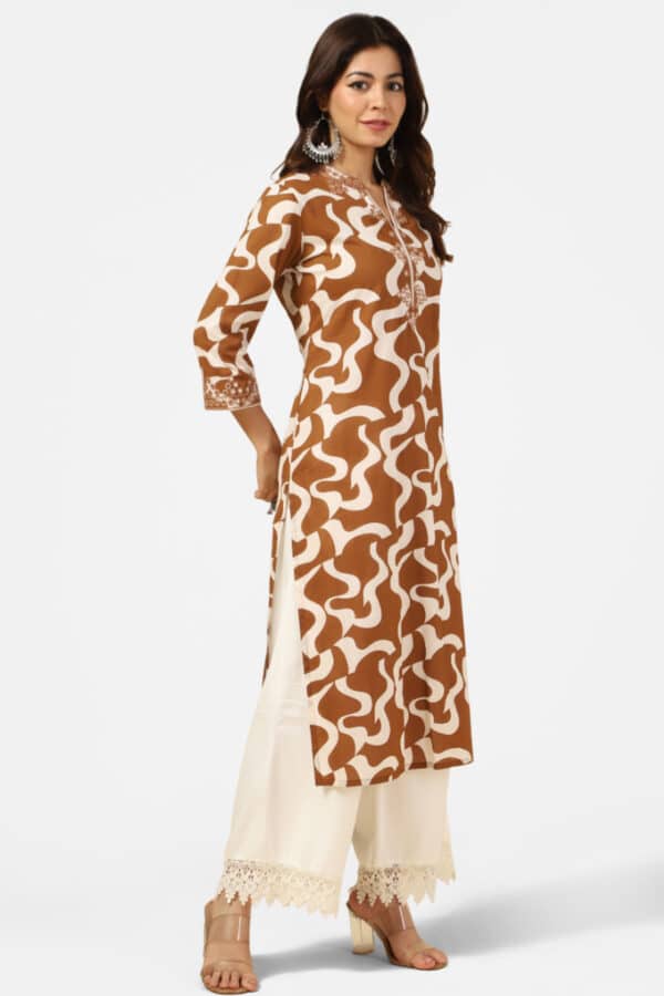White And Brown Kurtis For Women