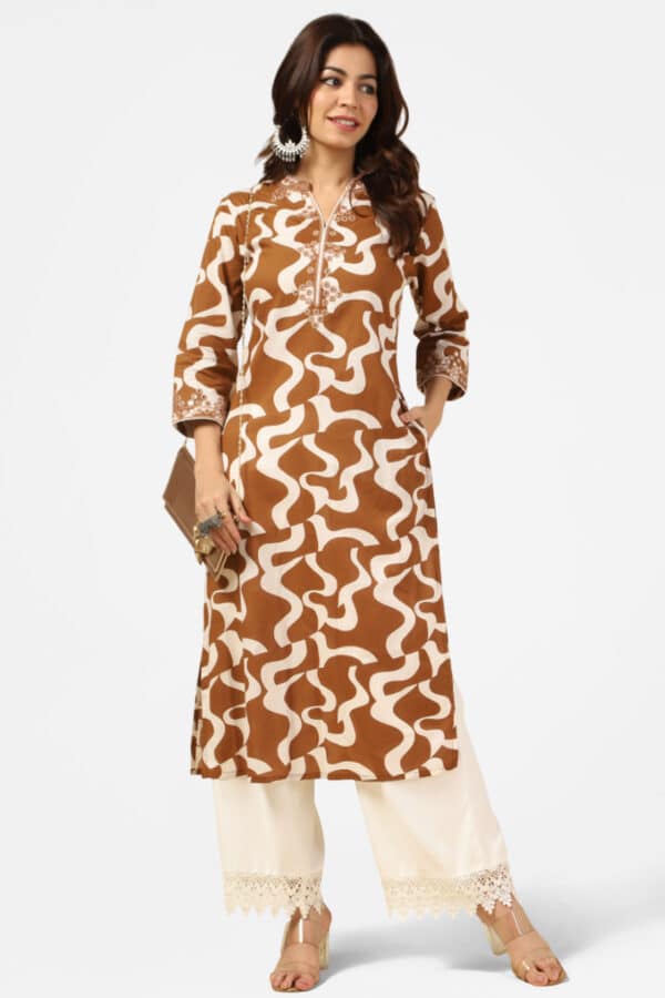 White And Brown Kurtis For Women