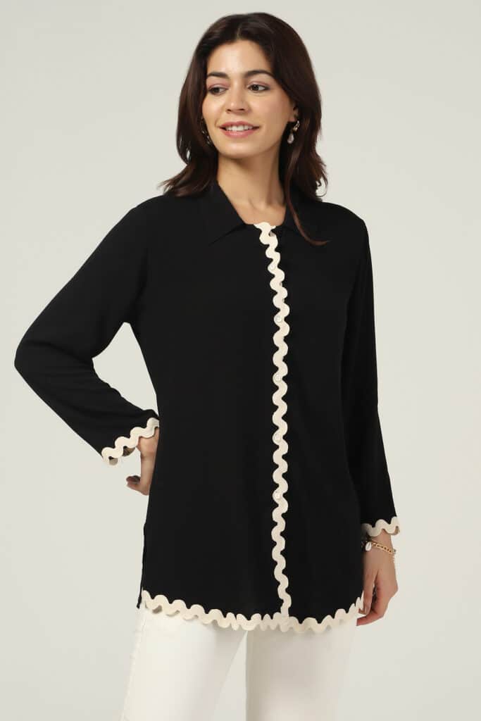 Solid Black Shirt For Women