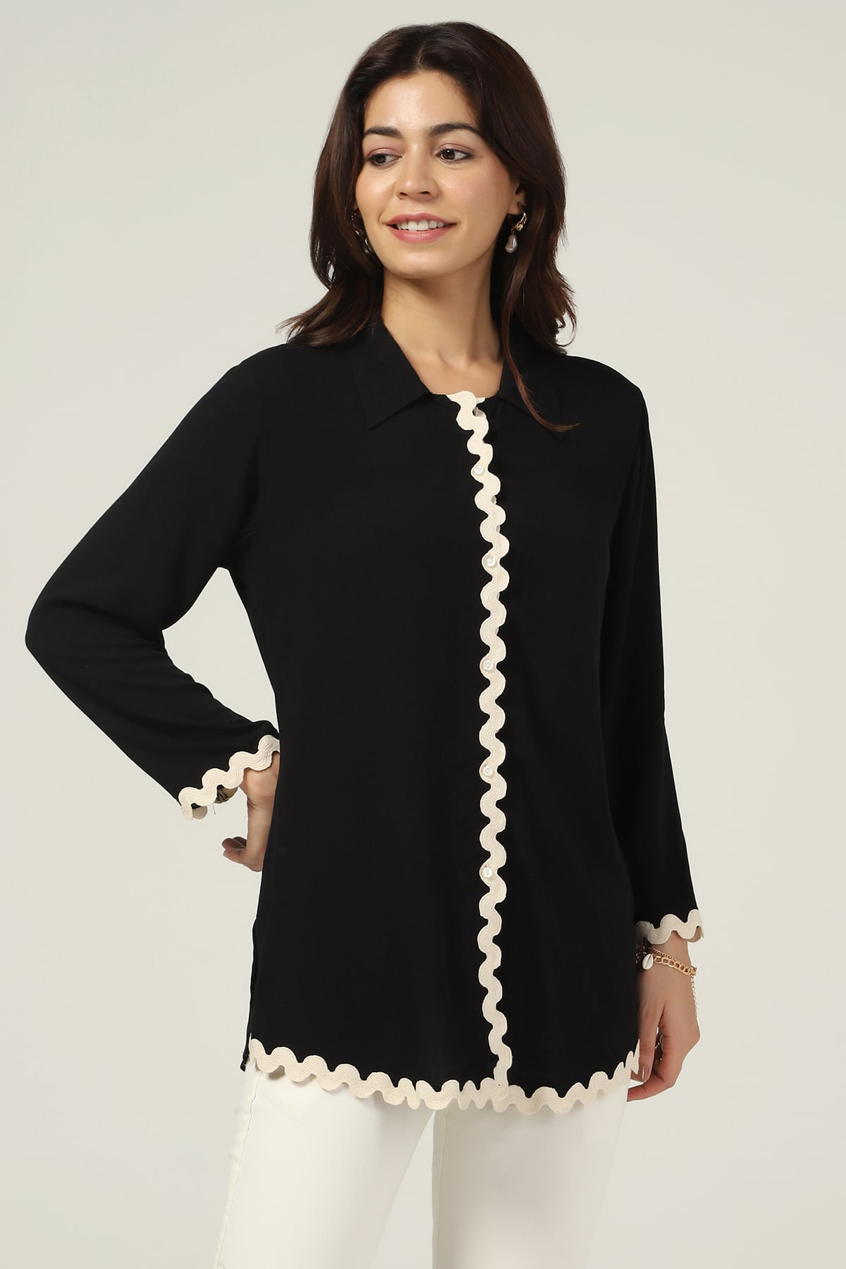 Solid Black Shirt For Women