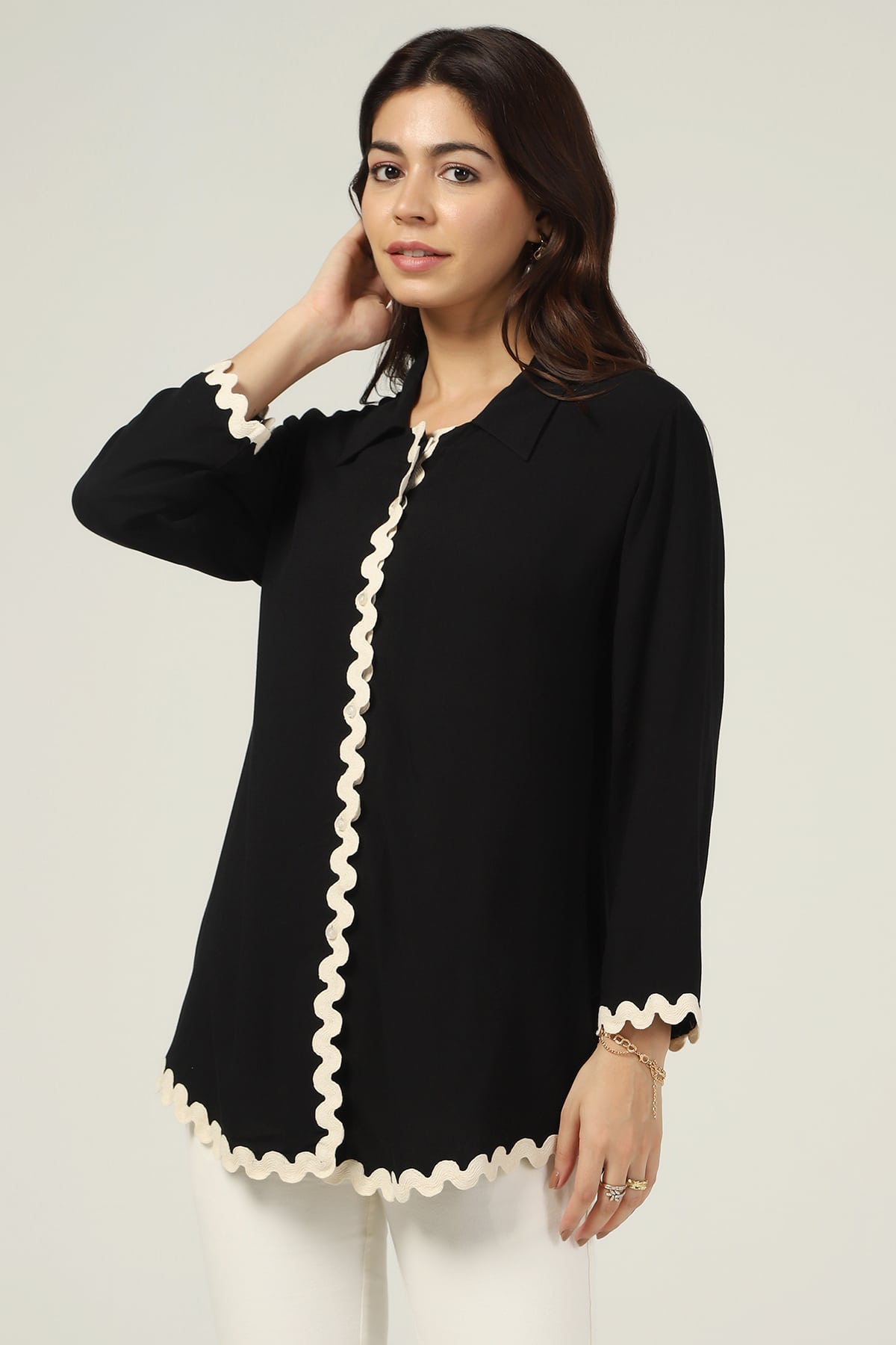 Solid Black Shirt For Women