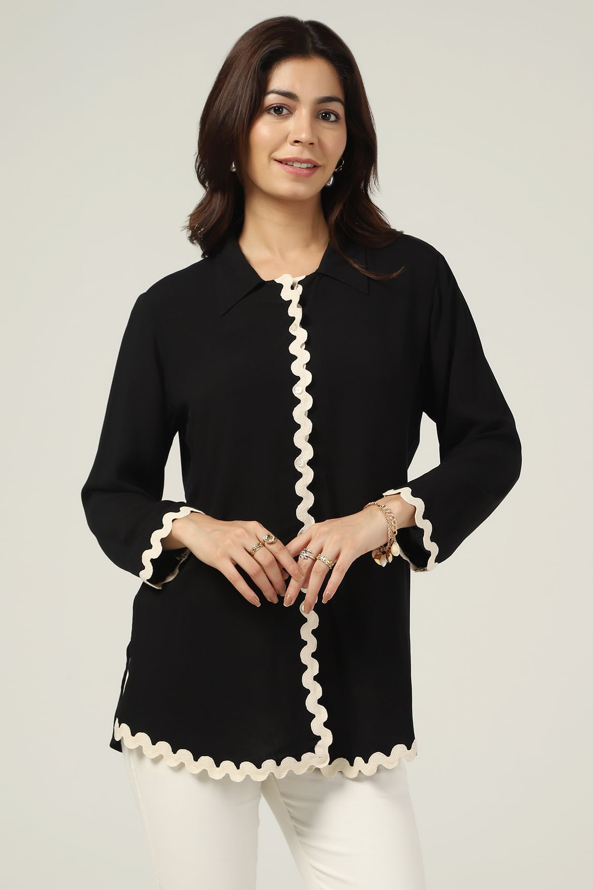 Solid Black Shirt For Women