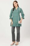 Vintage Teal Embroidered Tunic For Ladies