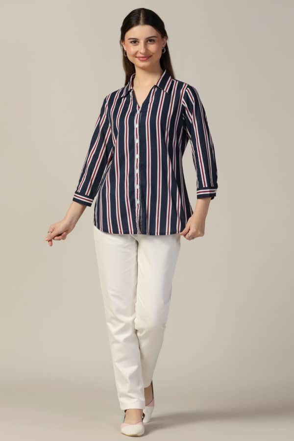 Blue Stripe Shirt For Women