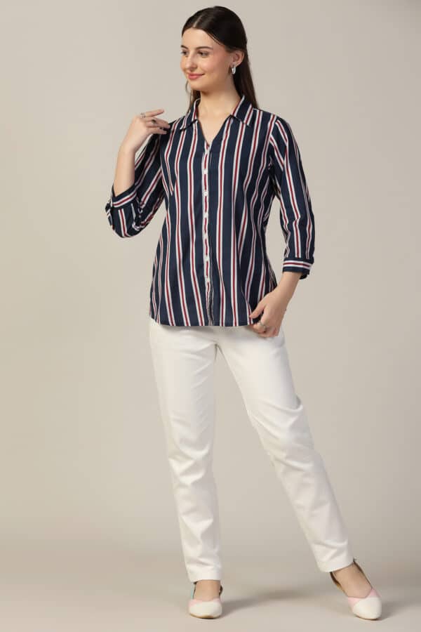 Blue Stripe Shirt For Women