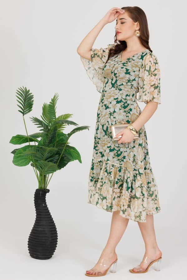 Printed Green Dress Women
