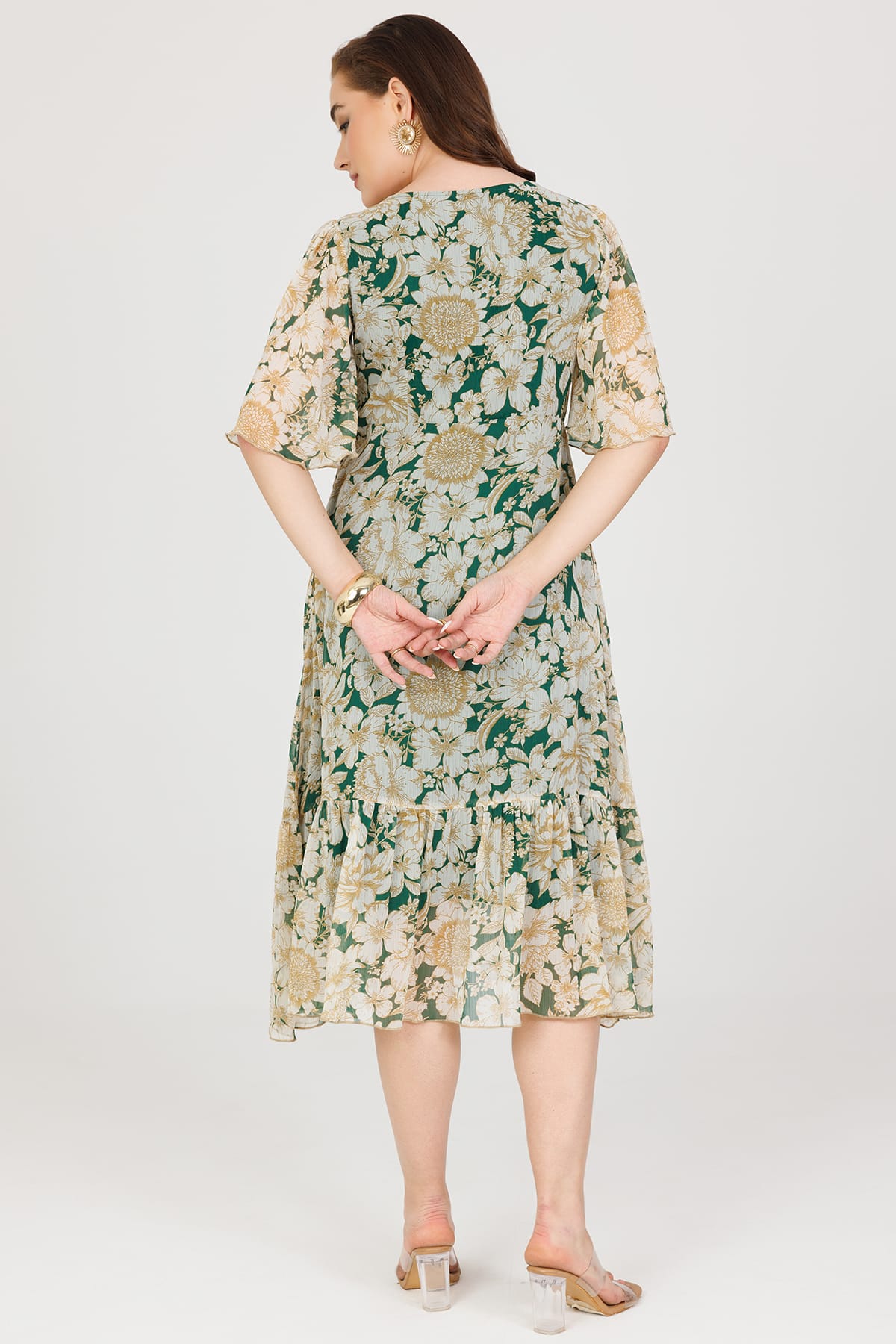 Printed Green Dress Women