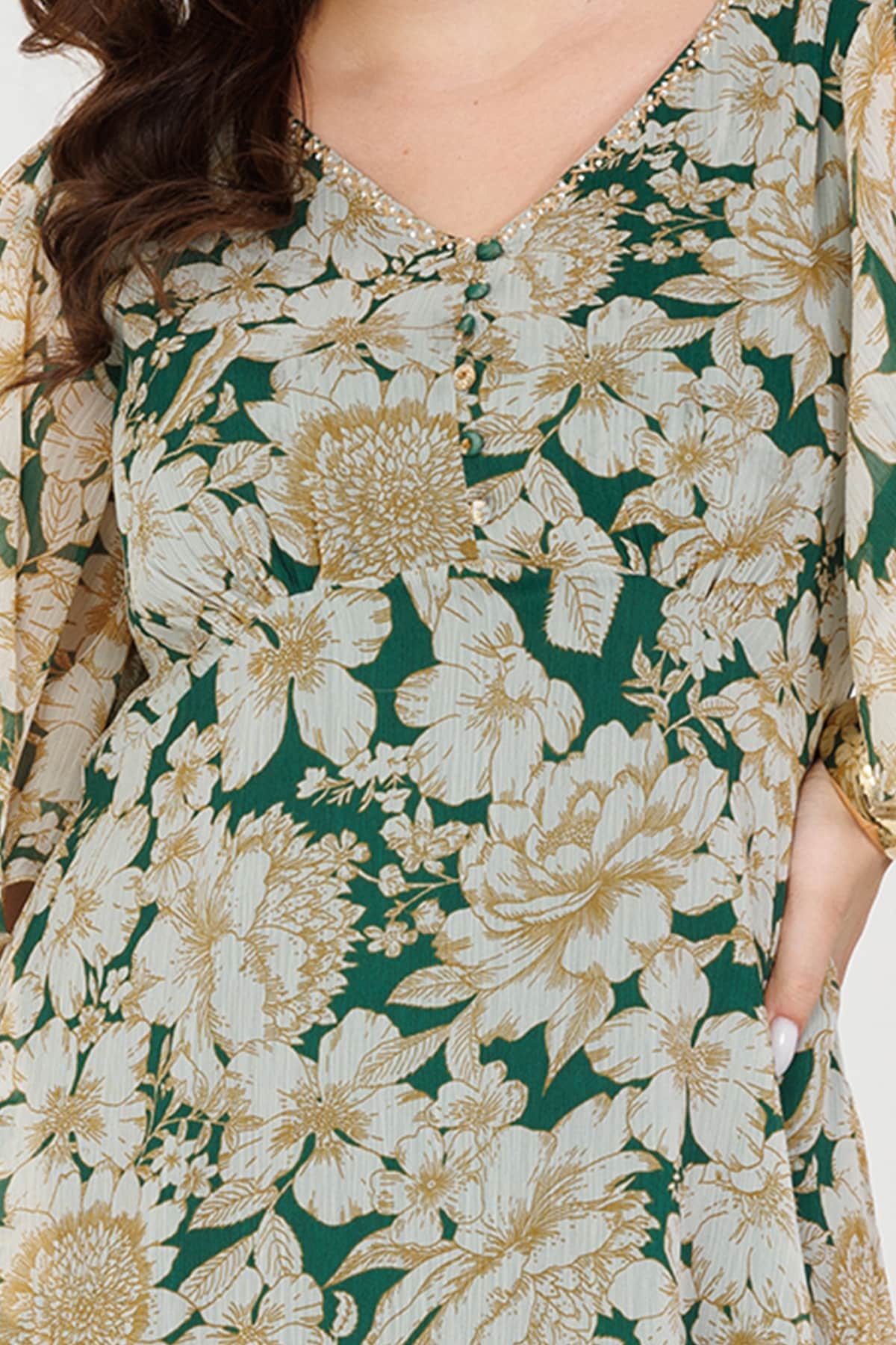 Printed Green Dress Women