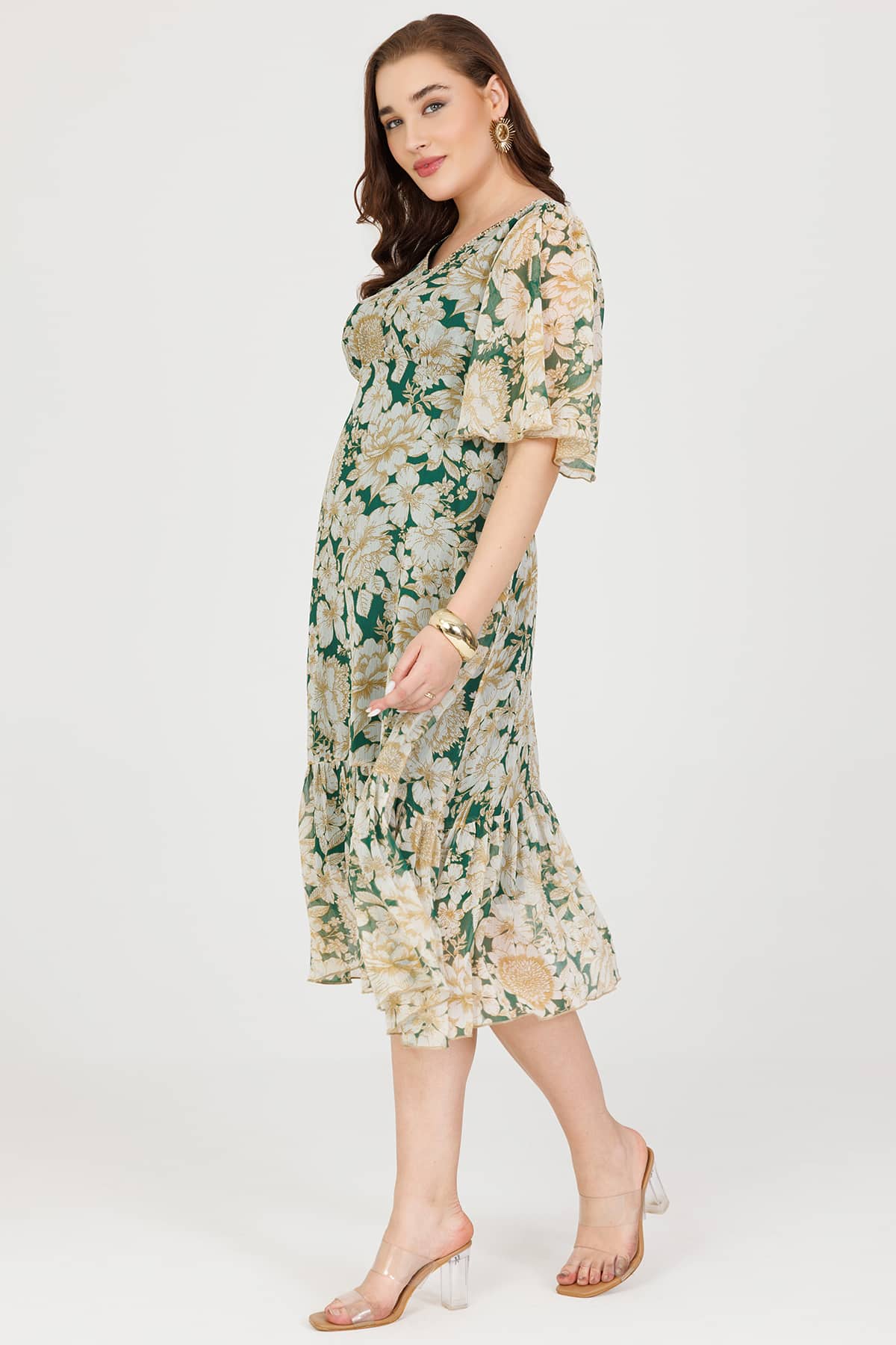 Printed Green Dress Women