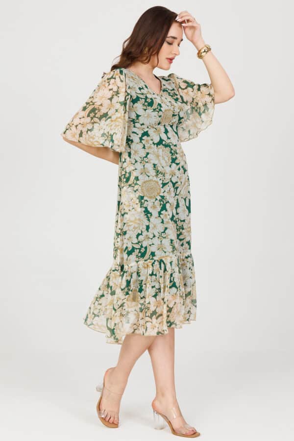 Printed Green Dress Women