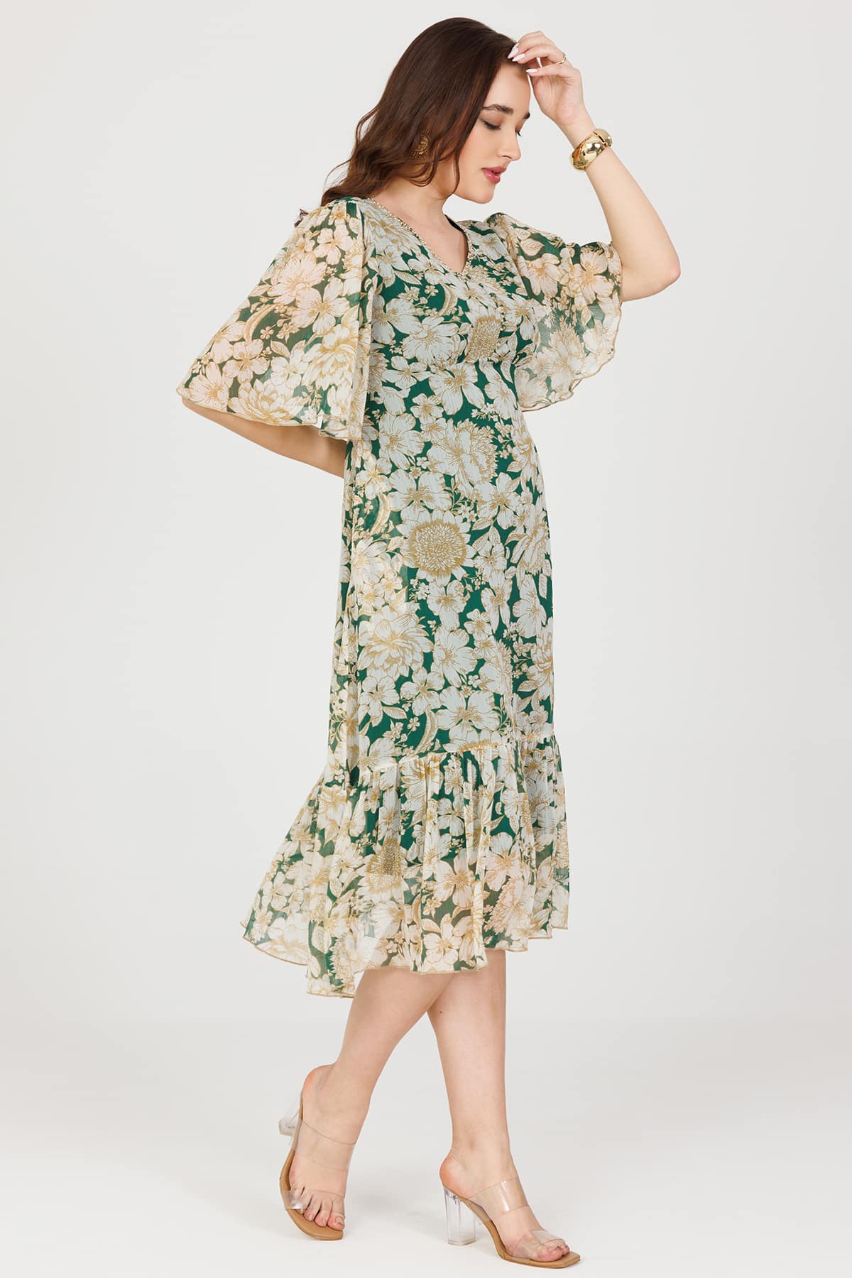 Printed Green Dress Women