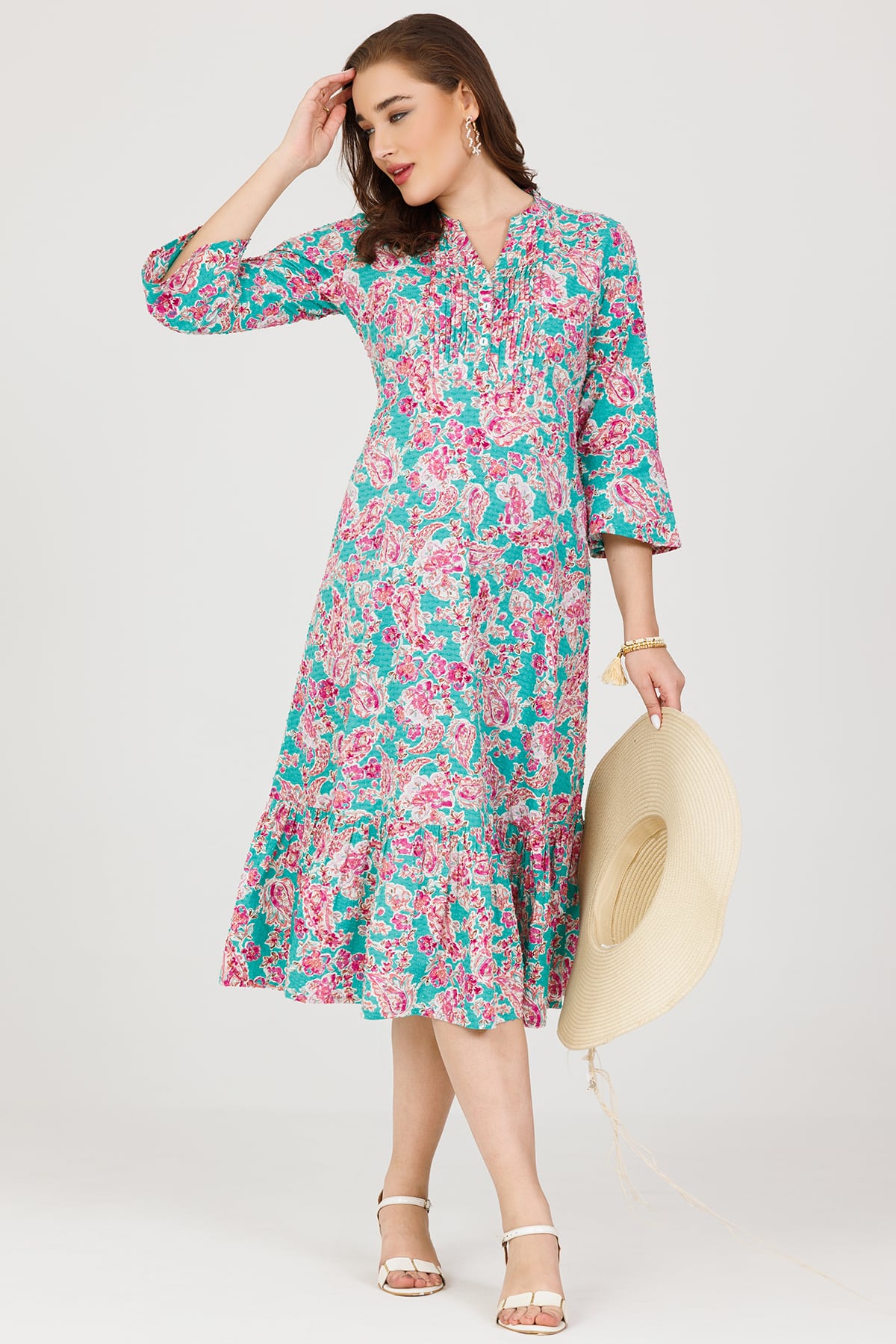 Printed Woman Blue Dress