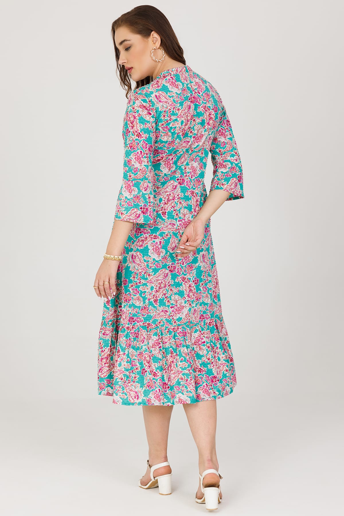Printed Woman Blue Dress