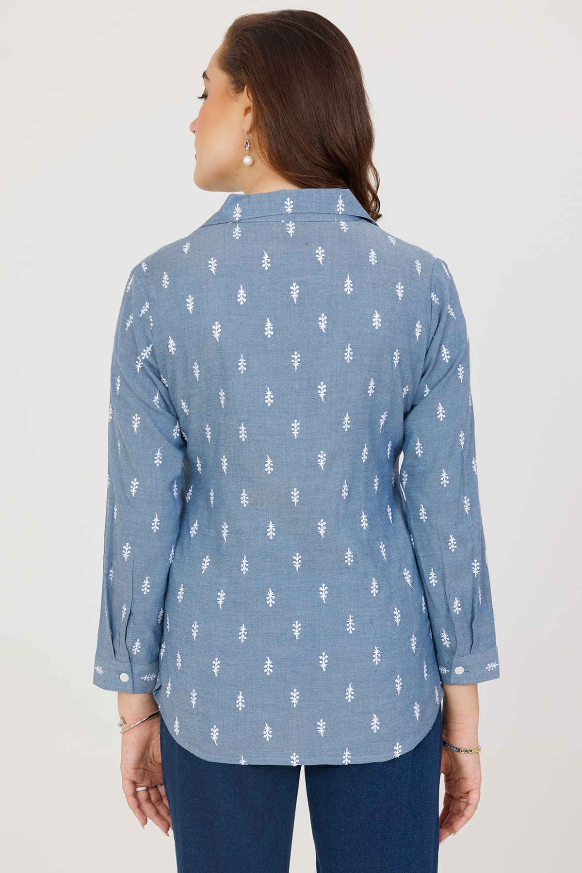 Embroidered Blue Shirt For Women