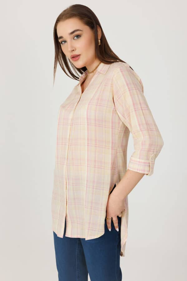 Cream Checks Shirt For Women