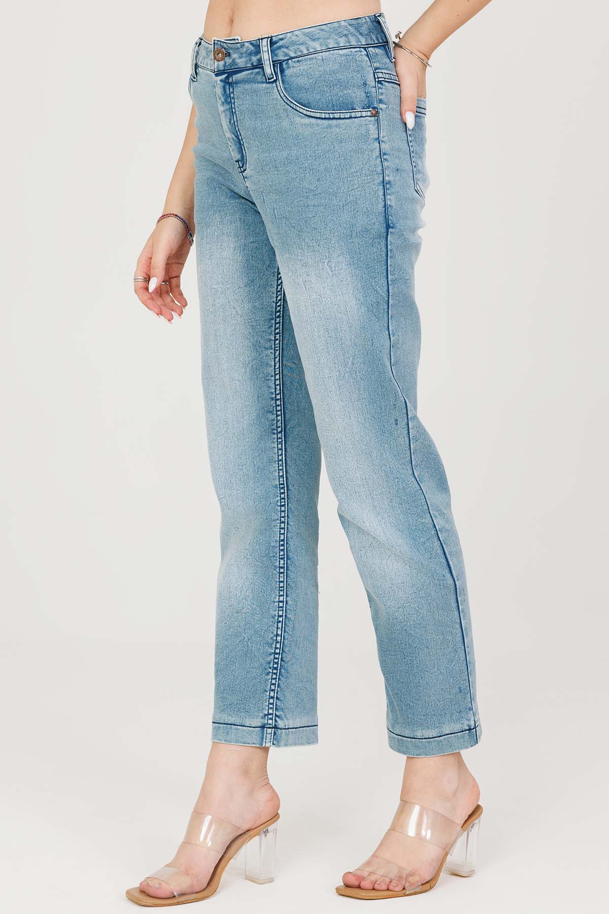 Blue Solid Jeans For Ladies Online