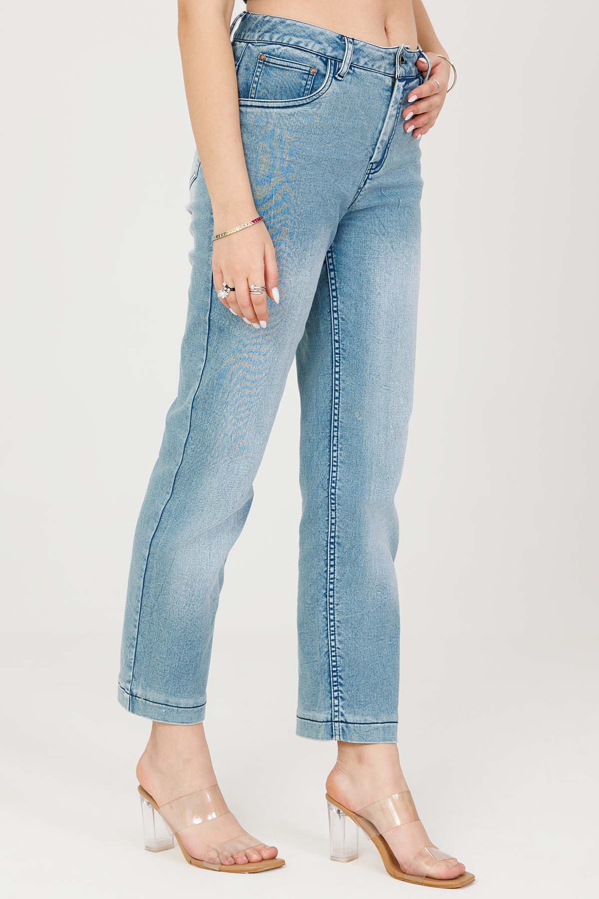 Blue Solid Jeans For Ladies Online