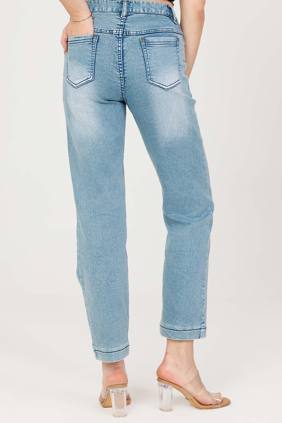 Blue Solid Jeans For Ladies Online