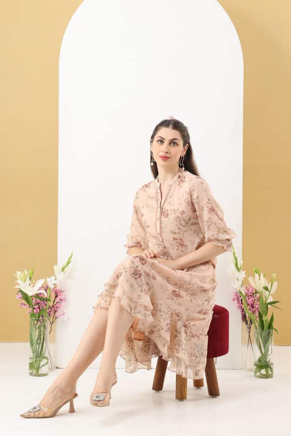 Printed Peach Dress Women