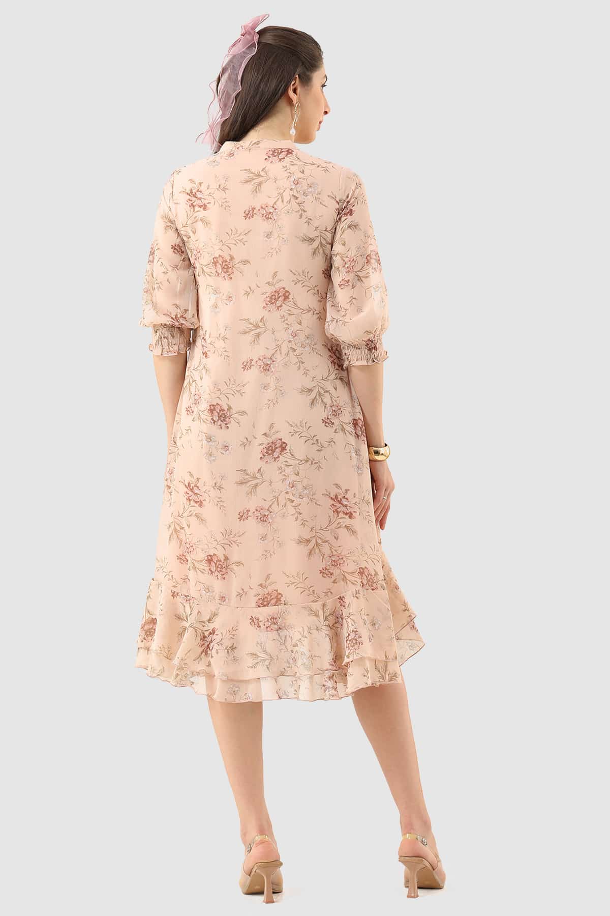 Printed Peach Dress Women