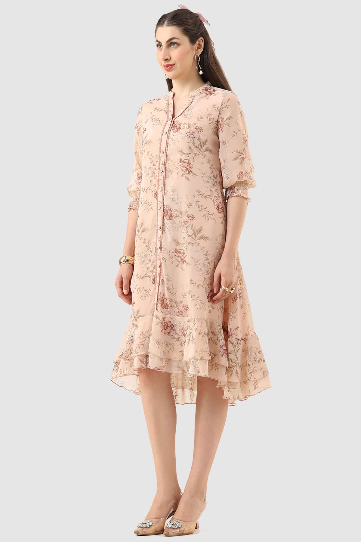 Printed Peach Dress Women