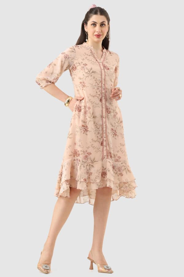 Printed Peach Dress Women