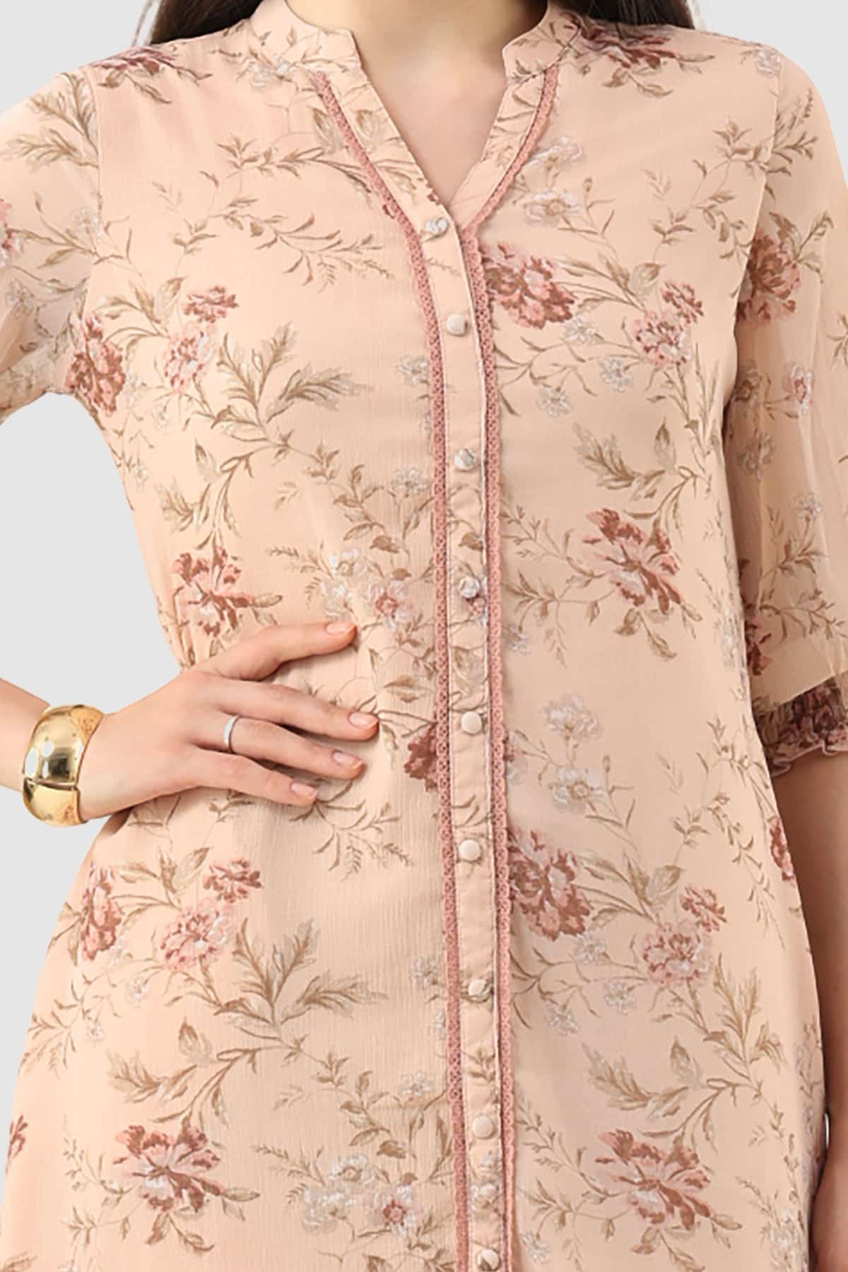 Printed Peach Dress Women