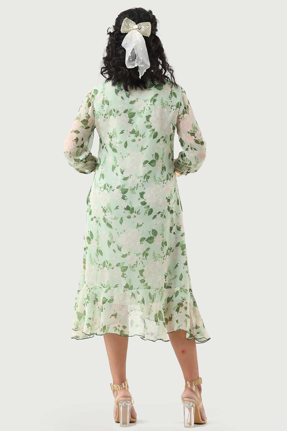 Printed Green Dress For Women