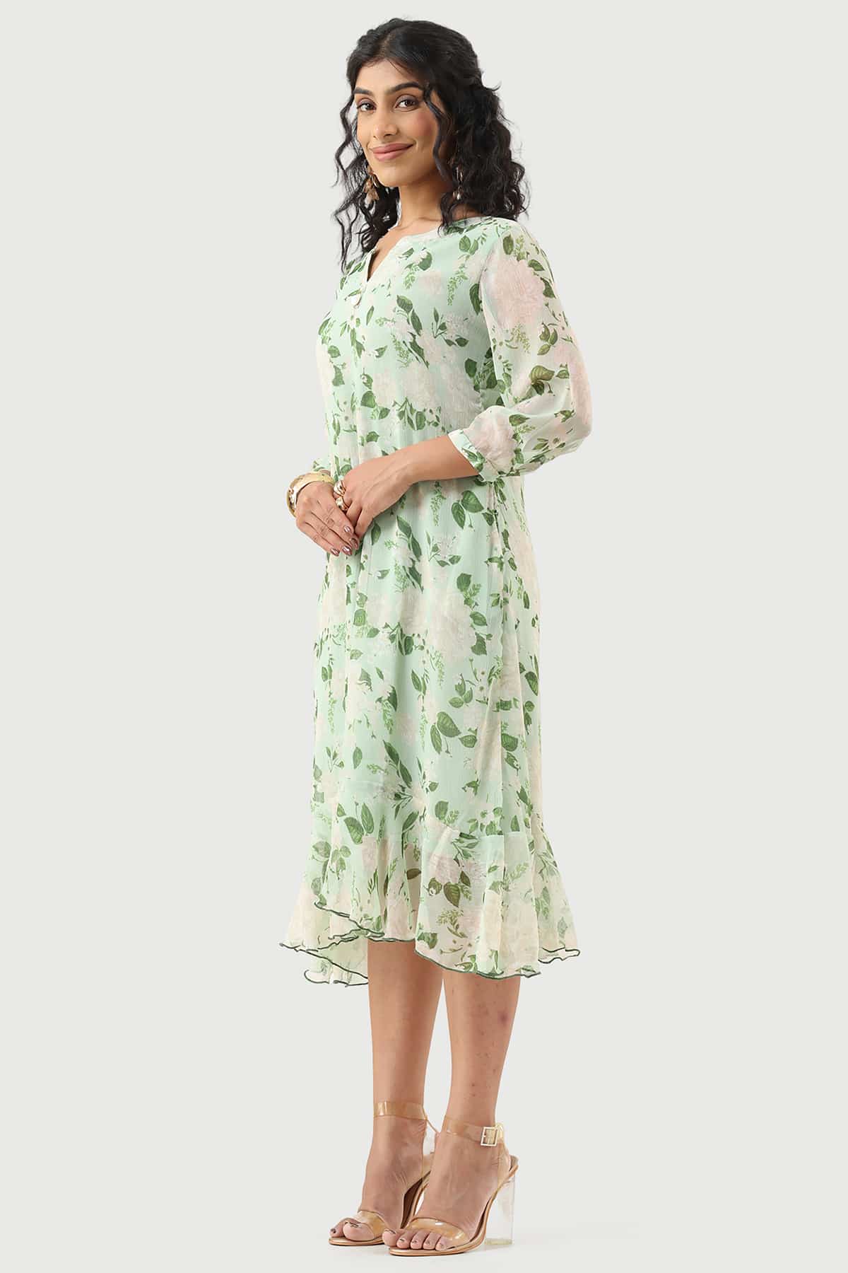 Printed Green Dress For Women