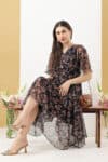 Printed Black Dress For Woman