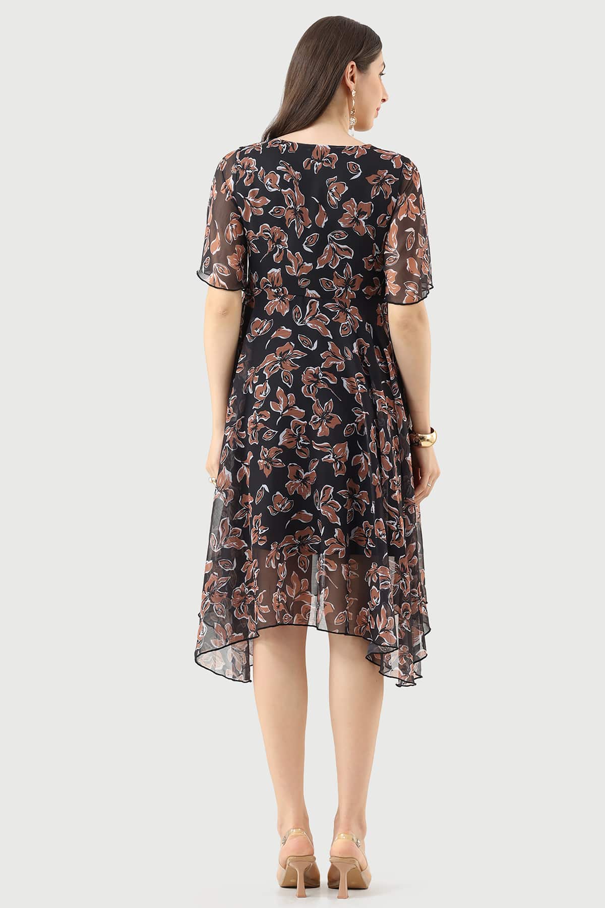 Printed Black Dress For Woman