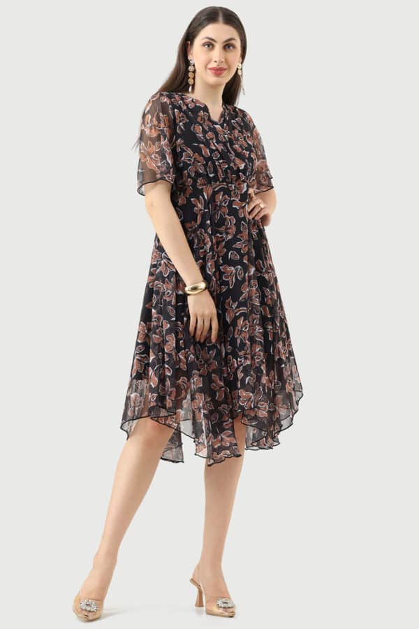 Printed Black Dress For Woman