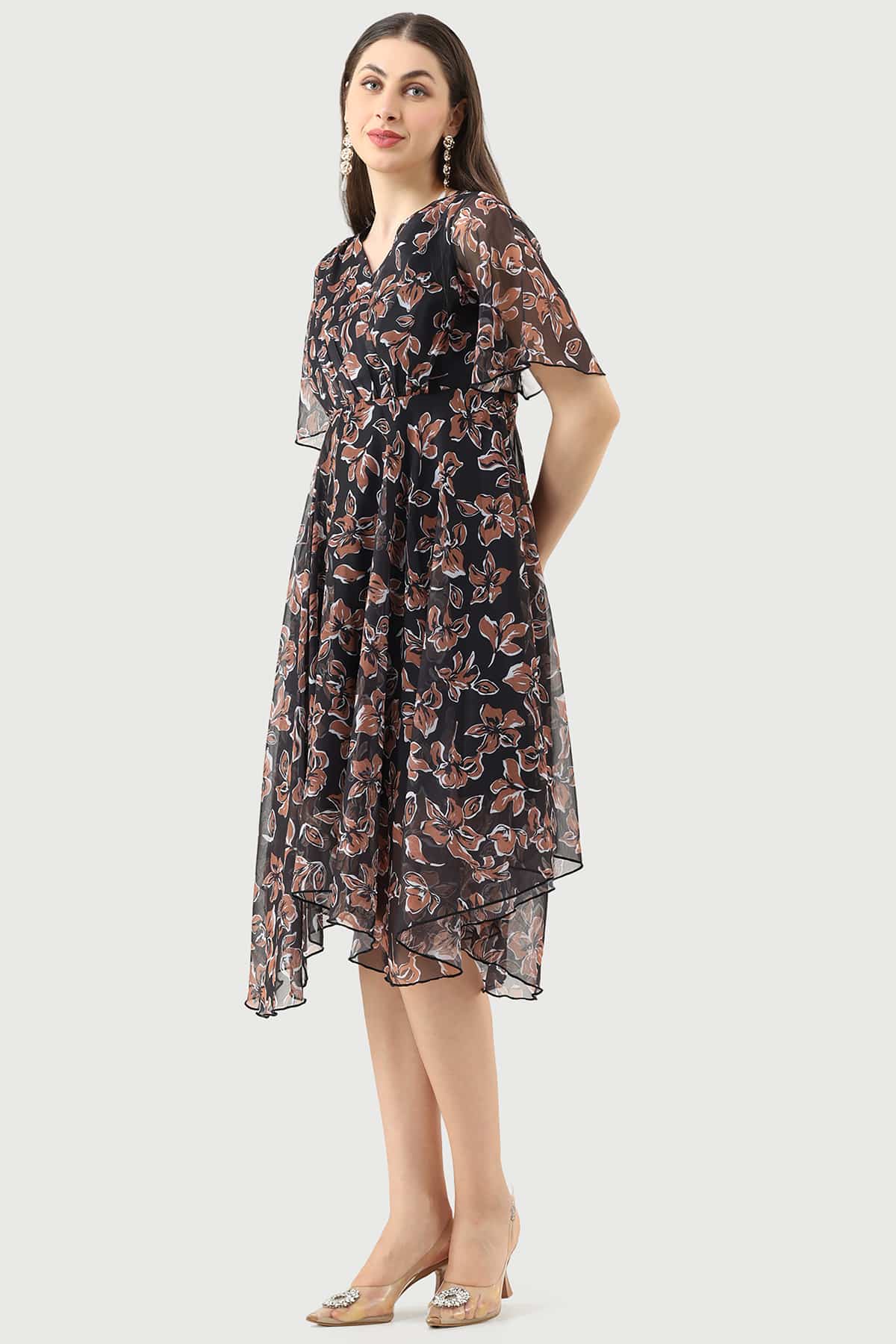 Printed Black Dress For Woman