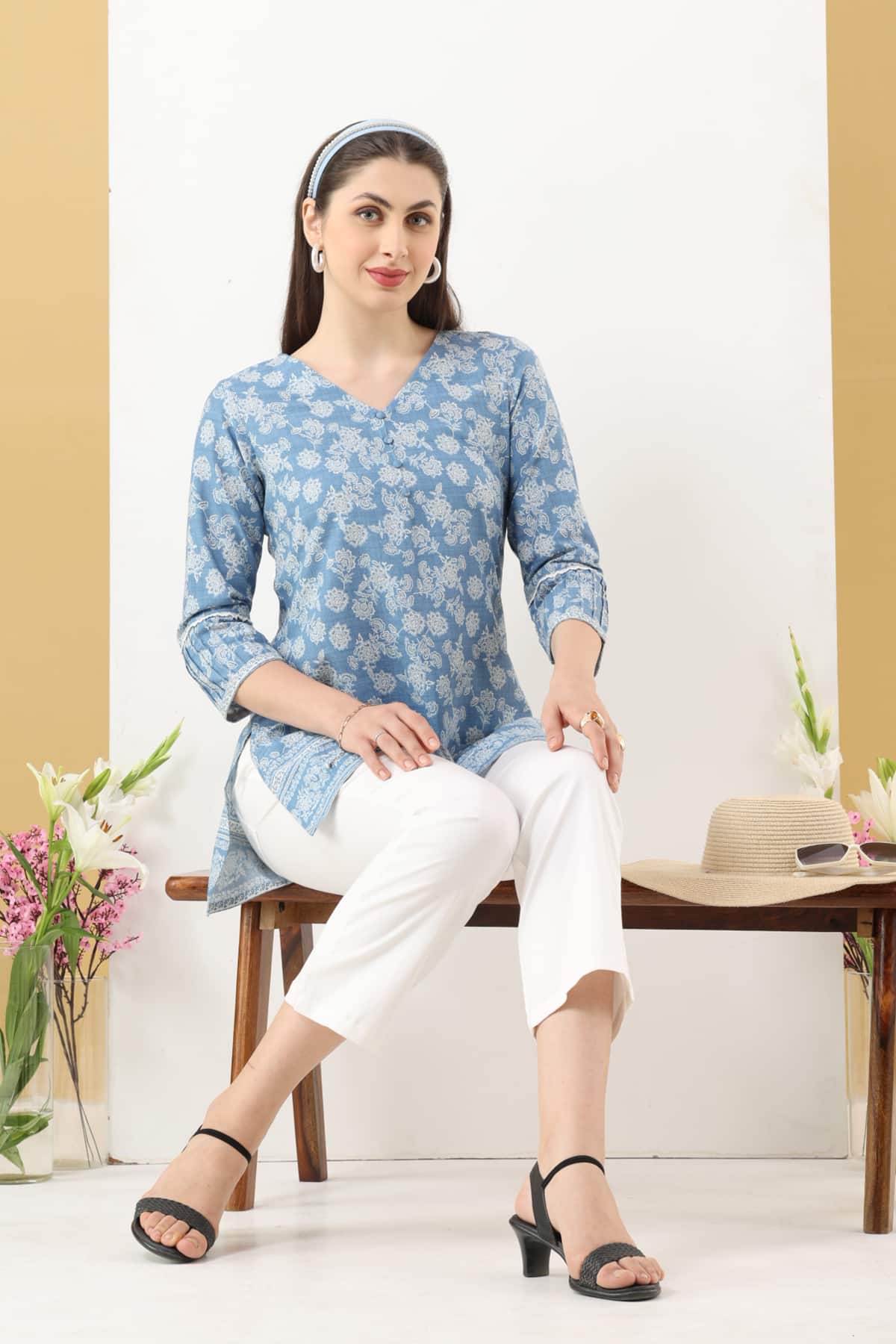Printed Blue Tunic For Women