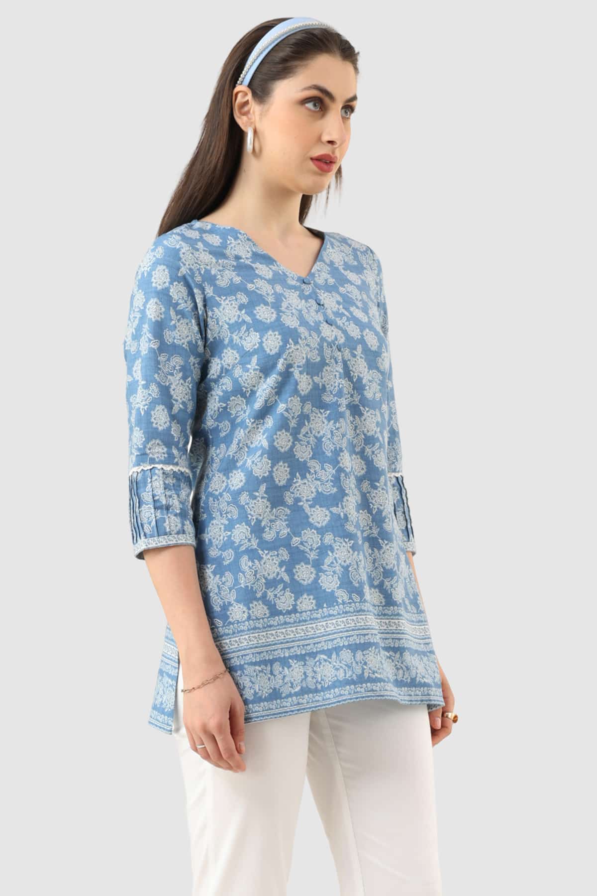 Printed Blue Tunic For Women