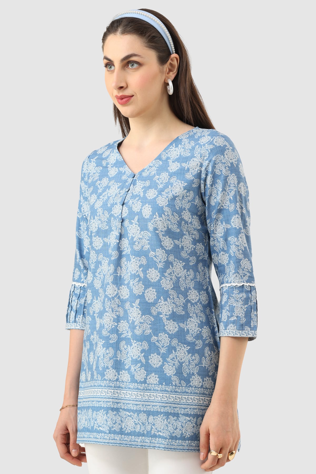 Printed Blue Tunic For Women