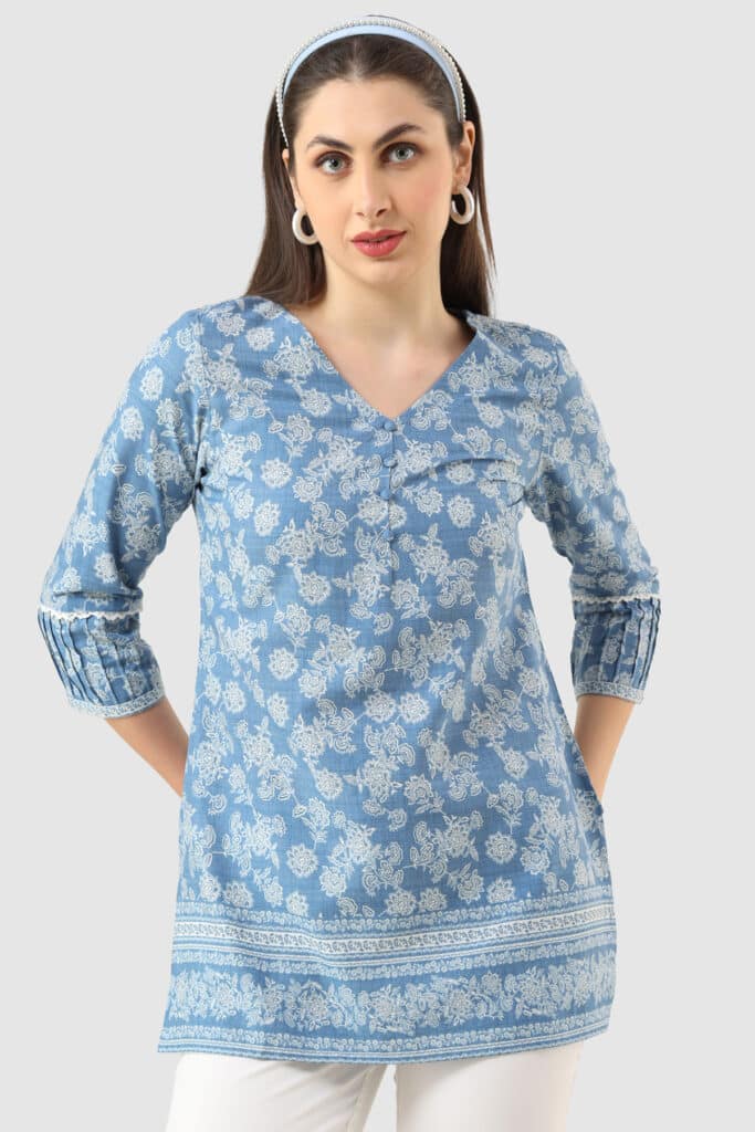 Printed Blue Tunic For Women