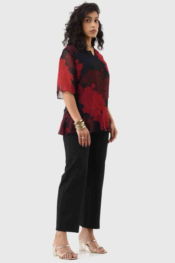Printed Red And Black Top For Women