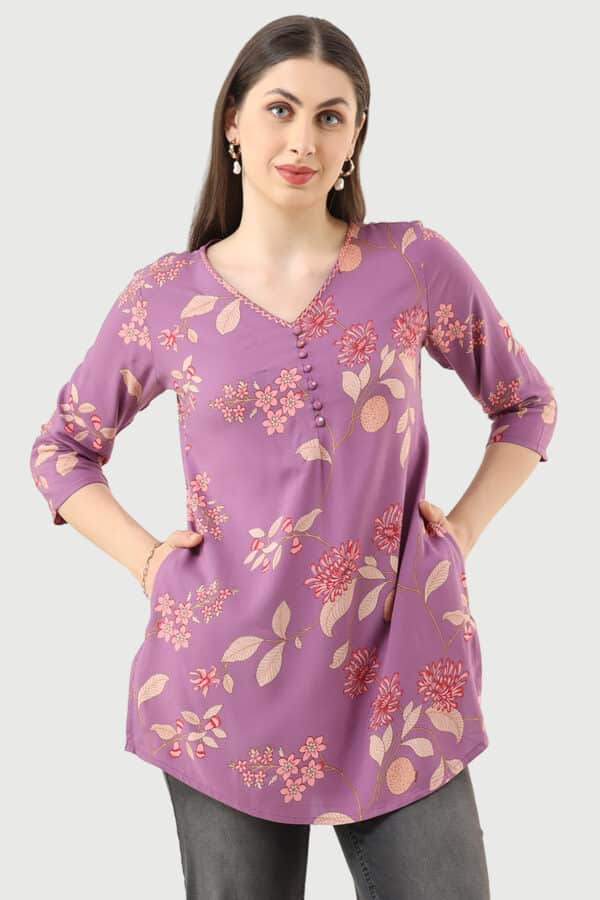 Printed Lavender Tunic For Women