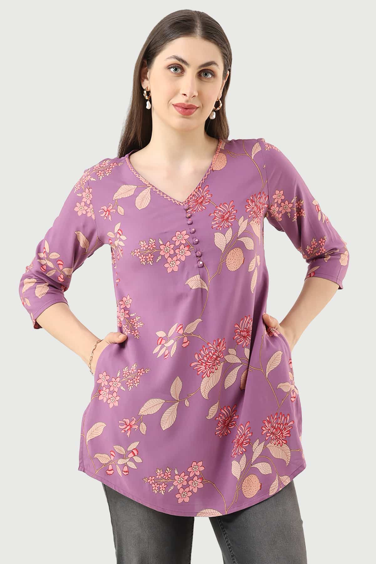 Printed Lavender Tunic For Women