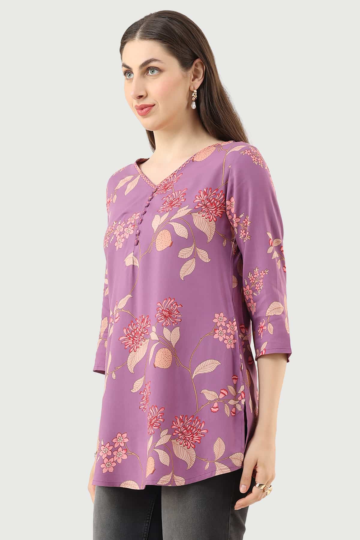 Printed Lavender Tunic For Women