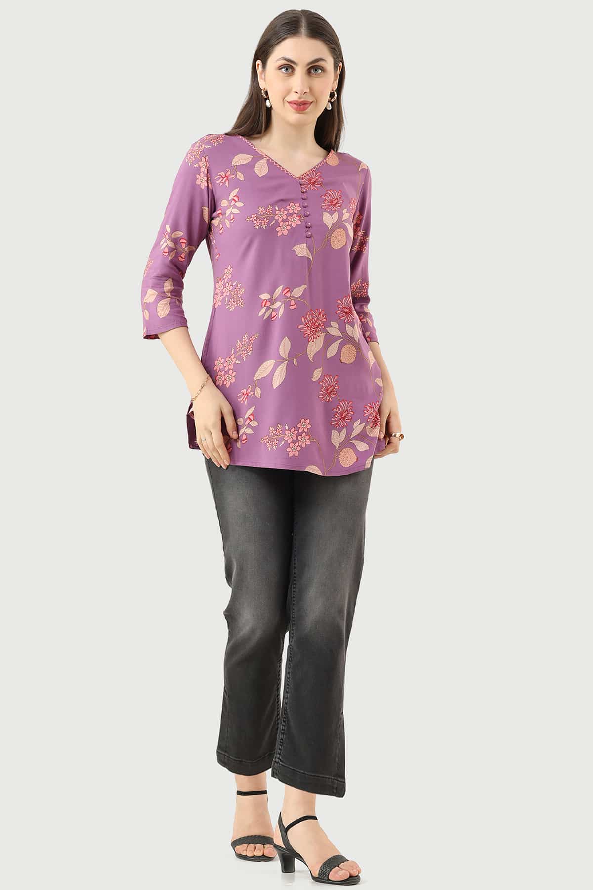 Printed Lavender Tunic For Women