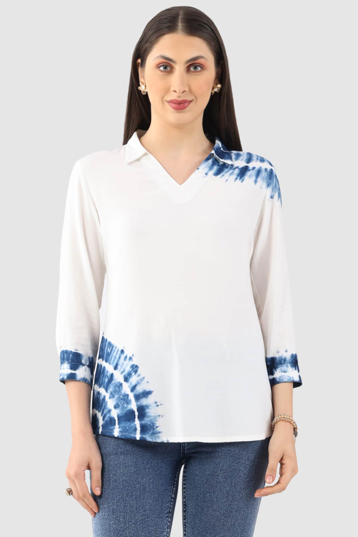 Tie And Dye White Top Ladies