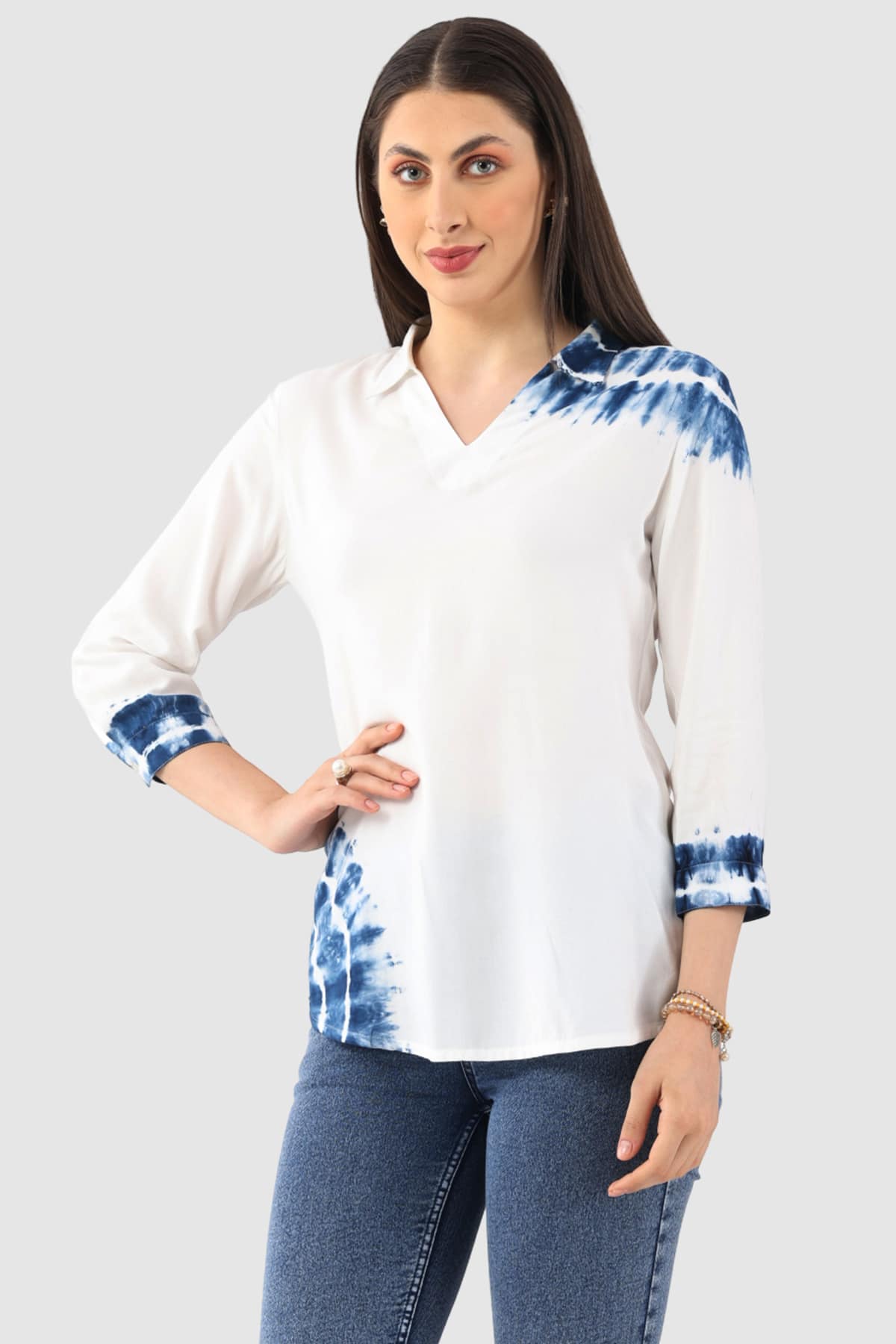 Tie And Dye White Top Ladies