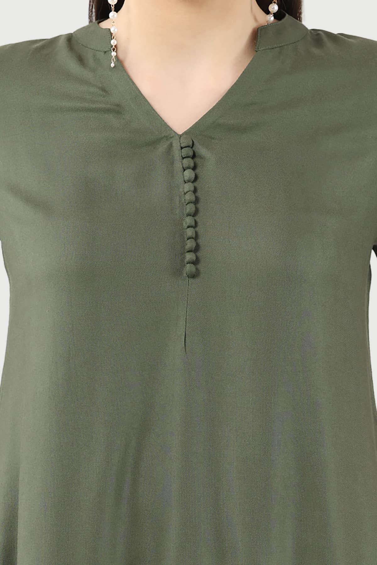 Olive Green Co Ord Top For Women