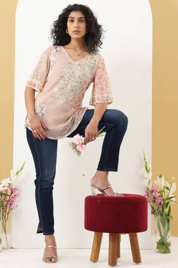 Printed Peach Top Ladies