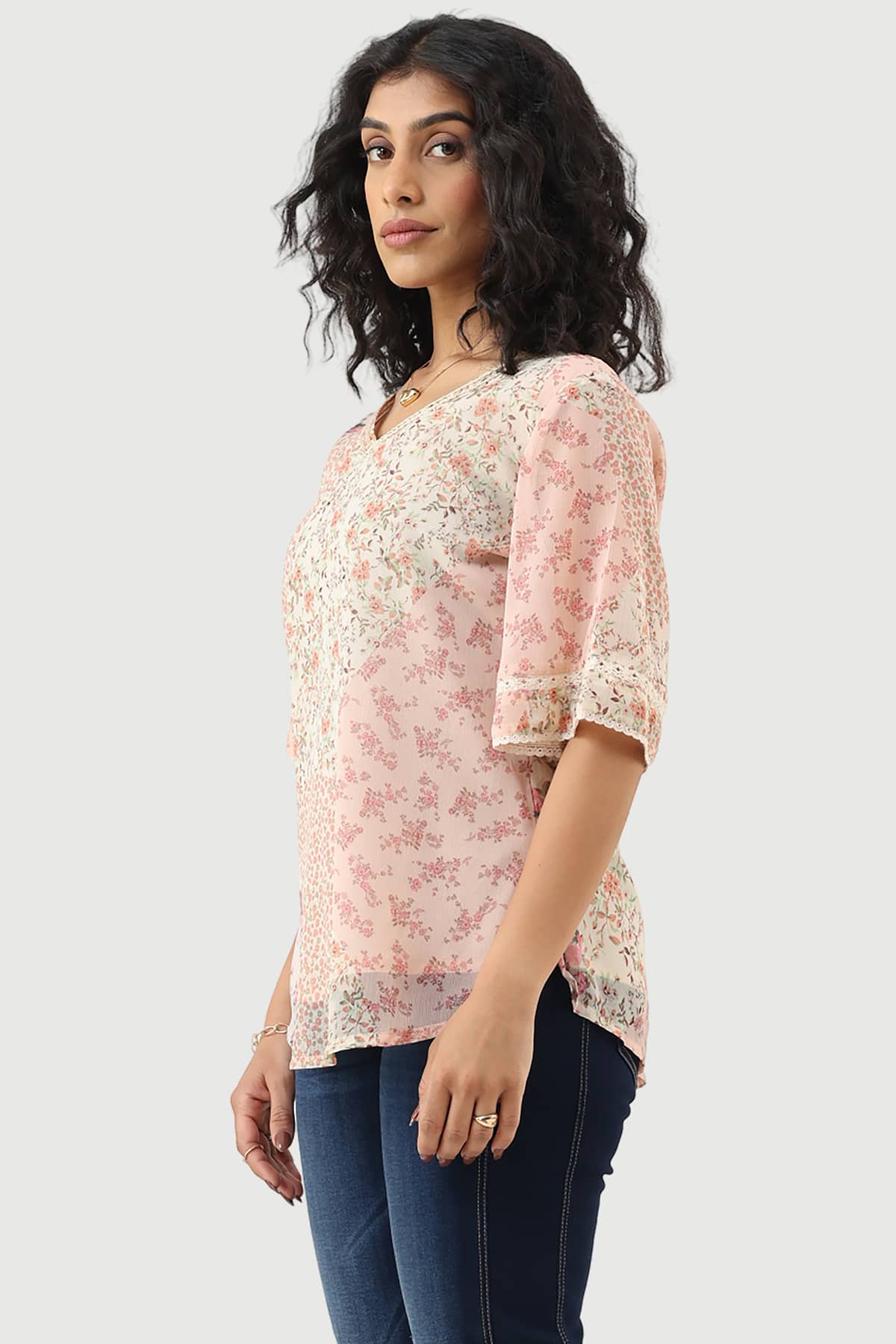 Printed Peach Top Ladies
