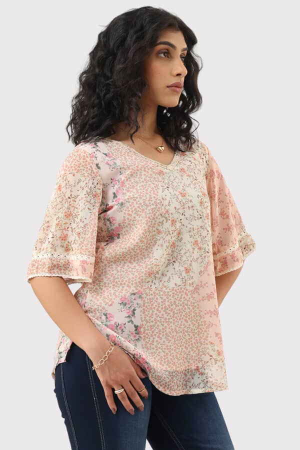 Printed Peach Top Ladies