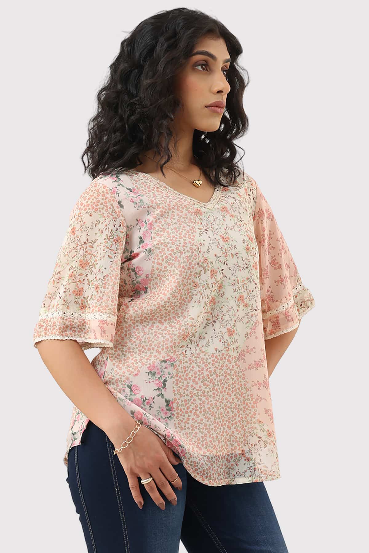 Printed Peach Top Ladies